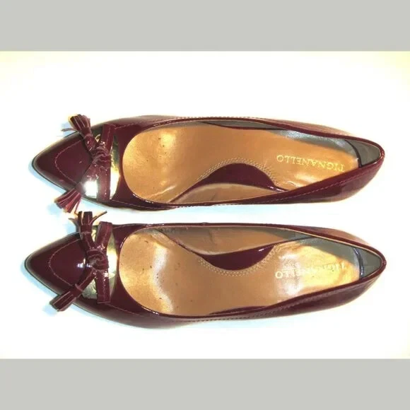 Tignanello Sully Dark Red Burgundy Patent Pumps with Bow Tassels 9 - Image 2 of 4