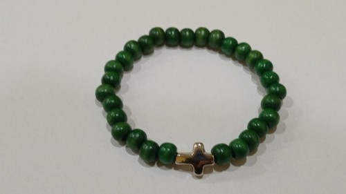 Bracciale uomo o donna con croce santa grani tondi verdi mm6 braccialetto - Imagen 2 de 5