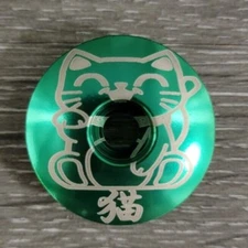 Japanese Lucky Cat Bicycle Headset Top Stem Cap 1 1/8" Green Maneki-neko