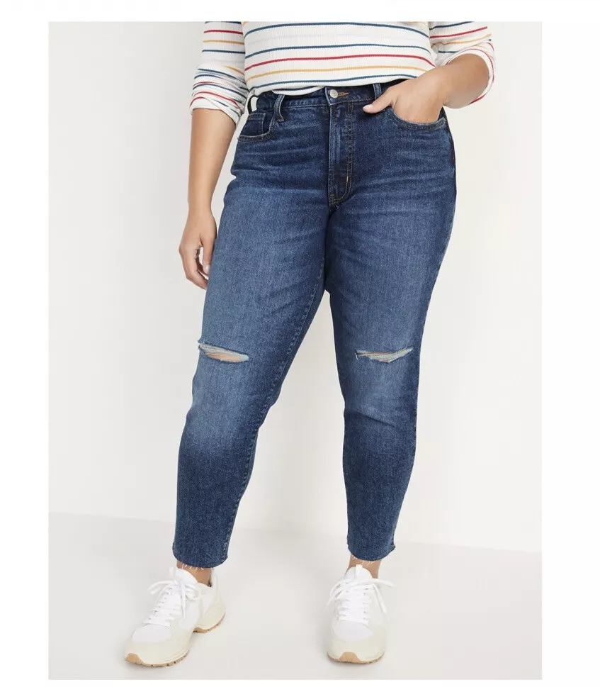 Old Navy High Waisted O. G. Straight Ripped Cut Off Jeans Plus