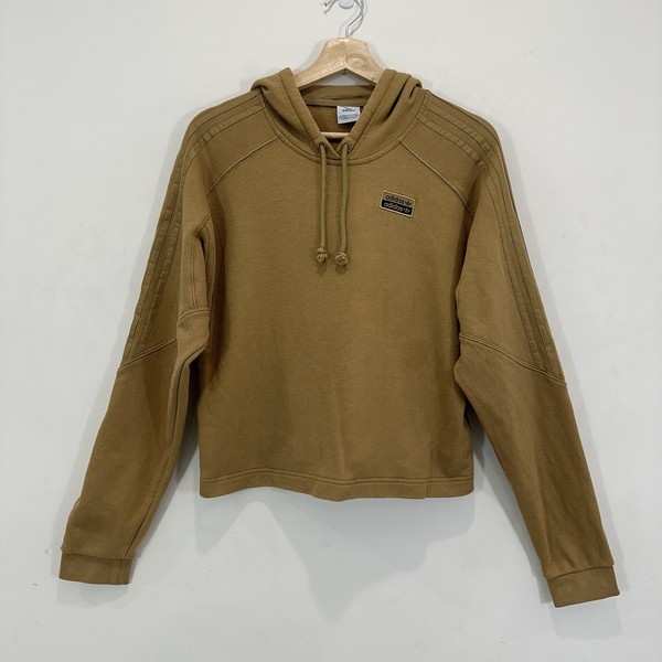 Adidas Cropped Hoodie Women 8 Oversized Brown Cotton Casual Activewear