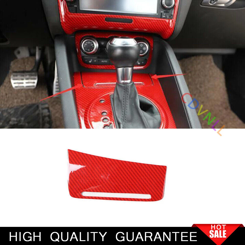 For Audi TT 2008-2014 Red Carbon Fiber Console Cigarette Lighter Panel Trim 1PCS