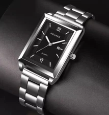 Luxury Men’s Watch Fashion Rectangle Stainless Steel Band Quartz Watch For Men’s