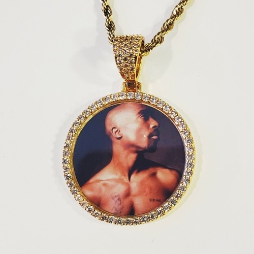 Gold Tupac Cuban Link Chain Necklace 