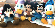 DISNEY Christmas CAROL 1990 5 Stuffed Characters MICKEY MOUSE DONALD DUCK MINNIE