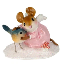 Wee Forest Folk LOVING ANGEL, WFF# SA-3, PINK, Mouse & Bird