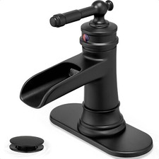 Hoigy Elegant Waterfall Bathroom Faucet, Brass Matte Black