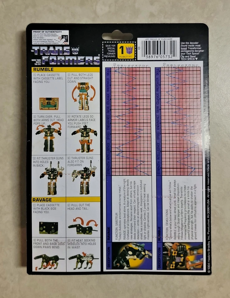 TRANSFORMERS G1 RAVAGE & RUMBLE US SELLER RARE! DECEPTICON SOUNDWAVE CASSETTES - Image 2 of 3