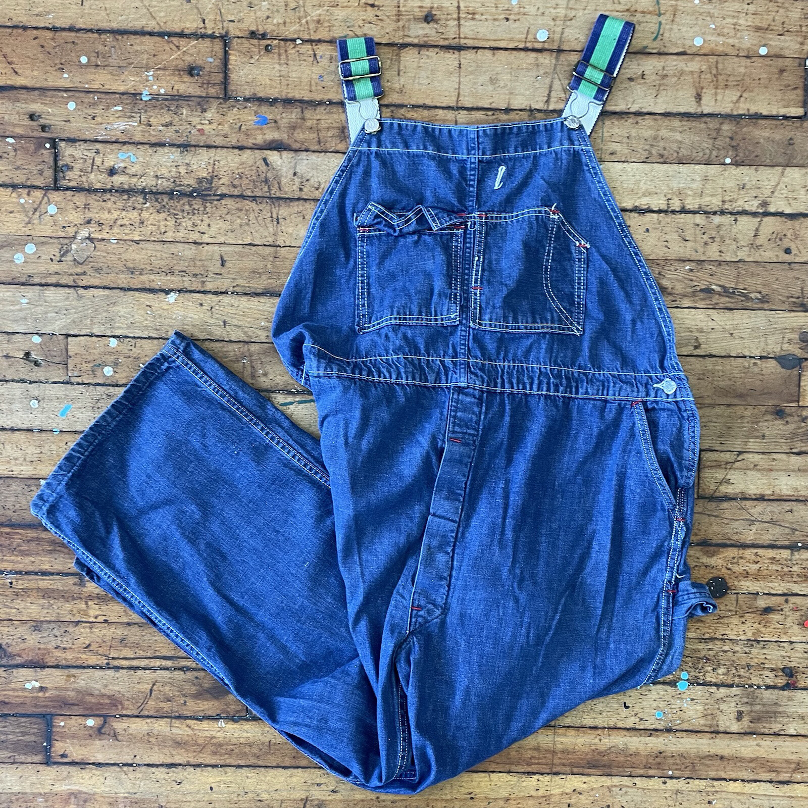 Vintage 60's MADEWELL Dark Denim Cotton Overalls - Made In New Bedford Mass.
