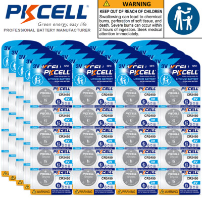 100Pcs CR2450 CR 2450 DL2450 3Volt Lithium Button Cell Coin Batteries