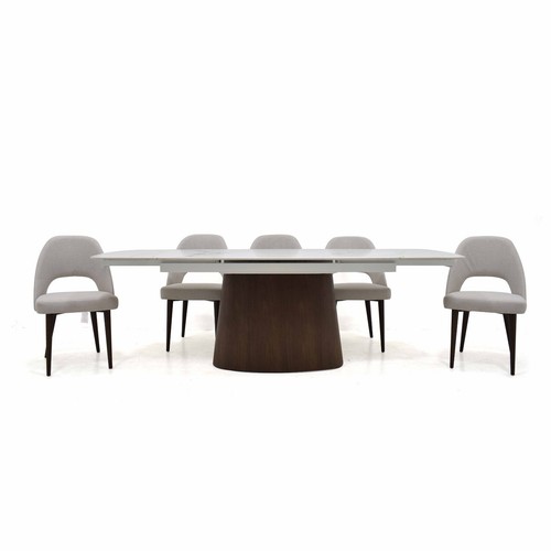 Morano Ceramic Extending Dining Table Set With Moritz Dining Chairs - Picture 3 of 12
