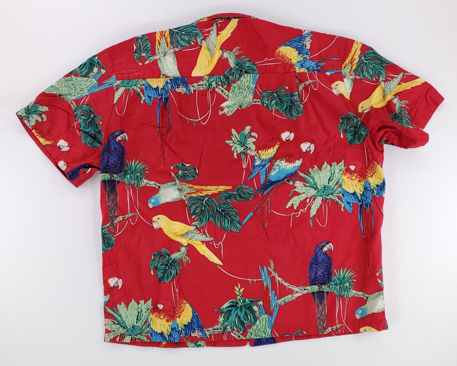 Paradise Found Magnum PI Hawaiian Shirt Button Up Red Parrots Mens XL