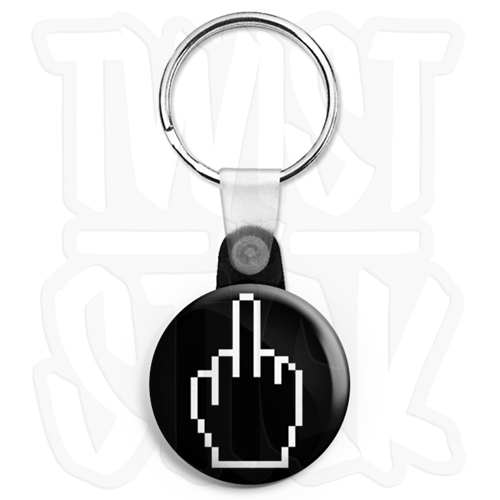 Middle Finger - Pixelated - 25mm Keyring Button Badge, Zip Pull Option - Picture 8 of 8