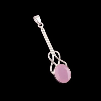 Charm Anhänger 925 Silber Rose Chalcedon Natur Oval