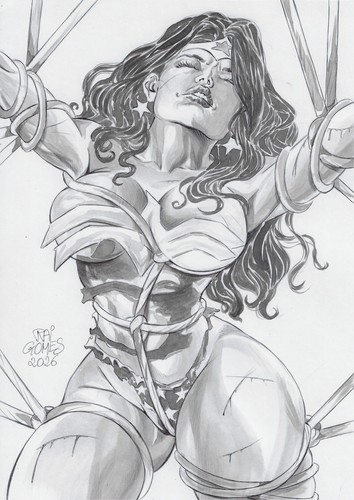 💥Wonder Woman (09"x12") original comic art by Rai Gomes - TramaStudio💥