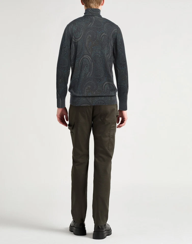 RRP€695 ETRO Wool Pullover Jumper Size L Paisley Pattern High Neck Made in Italy - Image 2 of 4