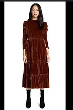 Ulla Johnson Draped Silk Velvet Bunny Dress Copper/Orange XS