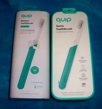 2 Pack QUIP Electric Sonic Toothbrush - Green-SOFT BRISTLES