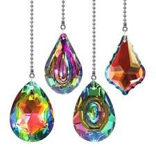 4 Pieces Crystal Ceiling Fan Pull Chain Rainbow Maker Pull Chain Extension