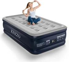 Twin Air Mattress with Built-In Pump, 18" Top Inflatable Mattress with Waterproo
