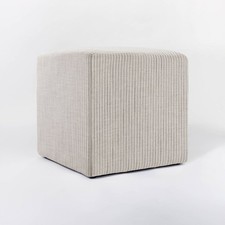 Lynwood Square Upholstered Cube Tan Stripe - Threshold designed with Studio