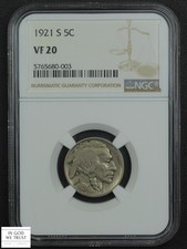 1921 S Buffalo Nickel 5C NGC VF 20