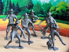 MARX TOYS RECAST 6" COWBOY REISSUE-SILVER- 6 FIGURES
