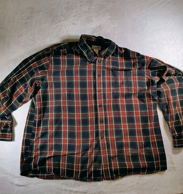 LL Bean flannel shirt xxl Red Blue Workwear Outdoors Cotton Rugged Woodsman