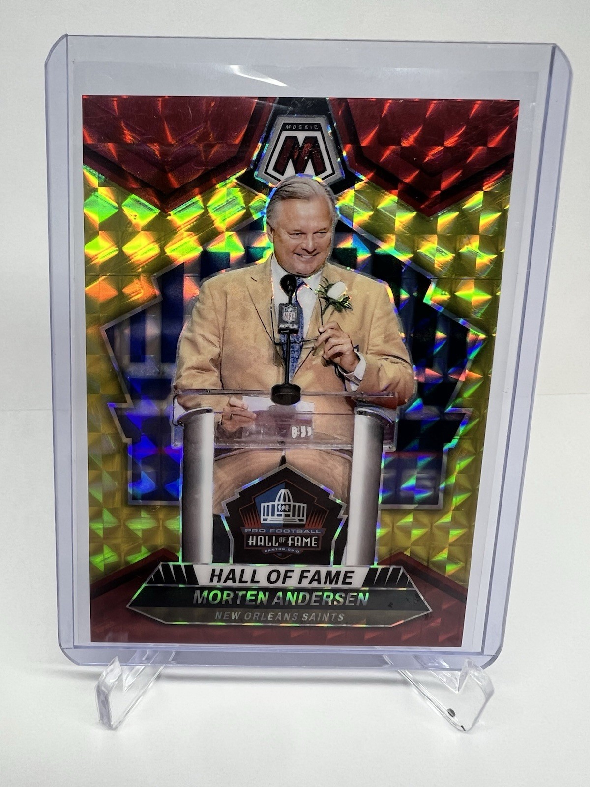 2024 Panini Mosaic - Hall of Fame Morten Andersen #294 Choice Fusion Red &...