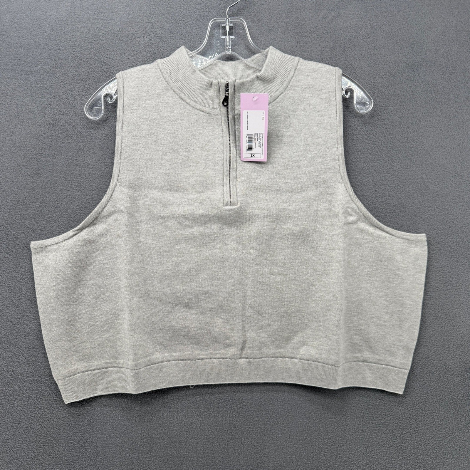 Wild Fable Women's Gray Sleeveless Mock Neck Zip Up Cropped Sweatshirt Top 3X