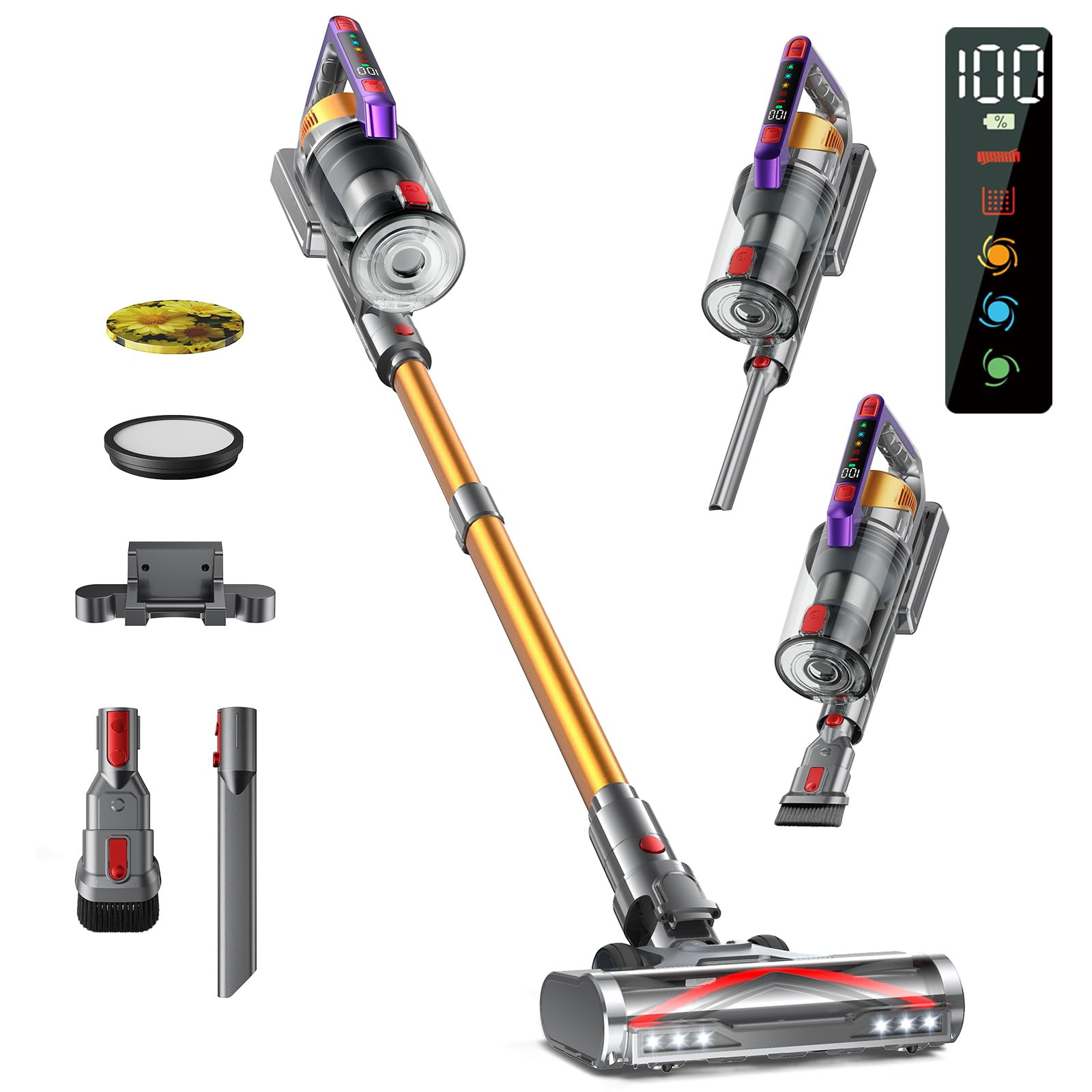 Powerful 550W/45KPA Cordless Self-Standing Vacuum Cleaner for Home