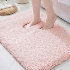Pink Bathroom Rugs 24"x17" Small Non Slip  Super Absorbent Extra Thick Soft Wa