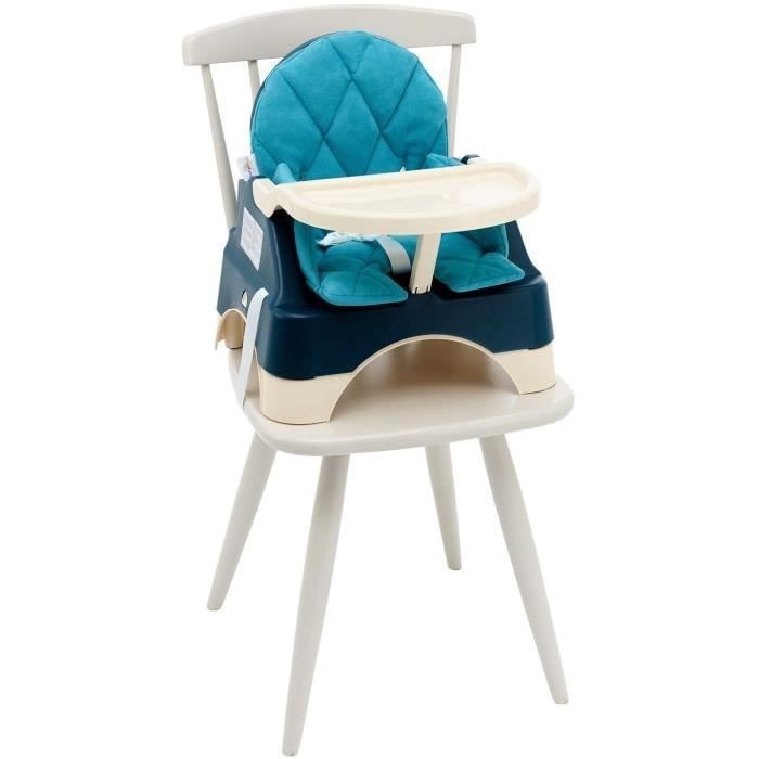 Réhausseur de chaise wooded bleu Oketi Poketi pour repas de bébé