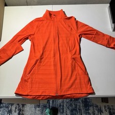 New No Tags XS Athleta Light Weight Jacket Orange Full Zip Up Poly Blend 2F