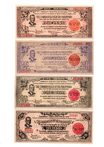 1942 WWII Philippine Province of NEGROS Currency S646 S647 S648 S649 UNC Set - Picture 2 of 4