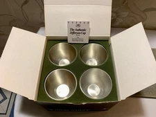 Set 4 Vintage Kirk Stieff 8oz Thomas Jefferson Cups Brushed Pewter P-50 - NOS