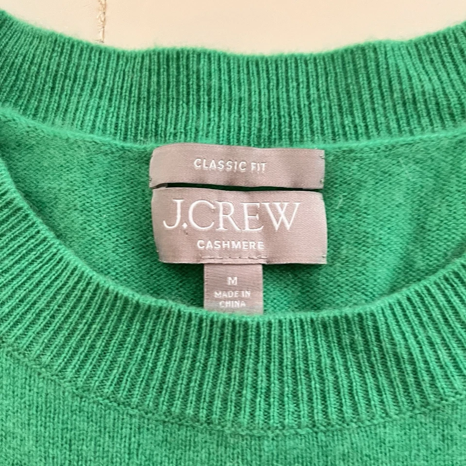 J.Crew Mujer Cachemir Suéter Medio Verde Cuello Redondo Jersey Foto 4 de 4