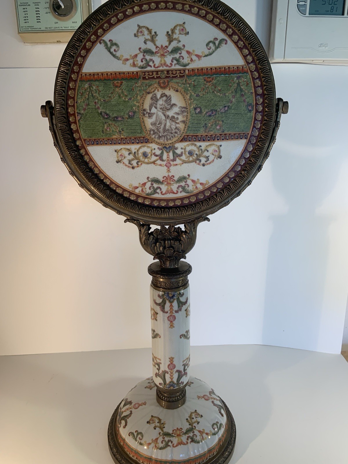 Top Quality Wong Lee Porcelain And Bronze Swivel Vanity Mirror .