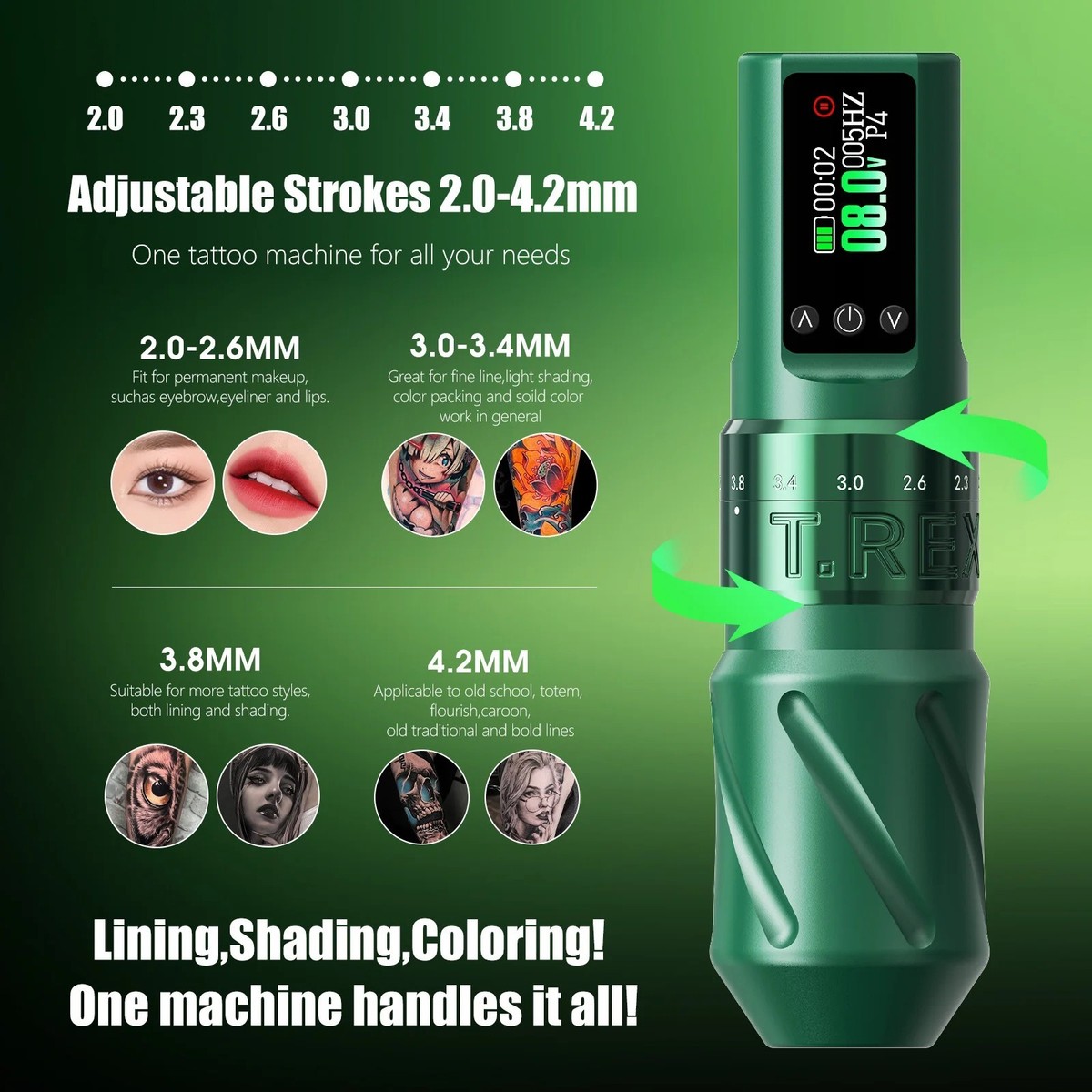 Tattoo Gun Kit T-Rex Tattoo Kit Complete Wireless Tattoo Machine