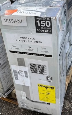 Vissani Portable Air Conditioner 5000 BTU 150 Sq Ft 3-in-1 AC Unit VAP05R1AWT