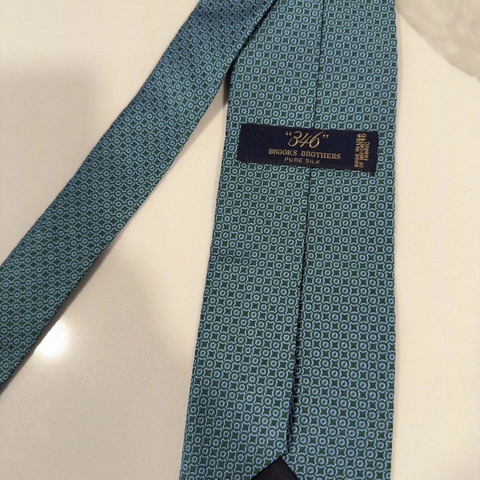 Corbata Brooks Brothers verde/azul claro estampada 100 % seda para hombre 57,5" Foto 2 de 4