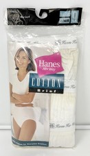 Vintage 1999 Hanes Her Way Women's Off White Cotton Briefs 3 Pair Size 9 READ