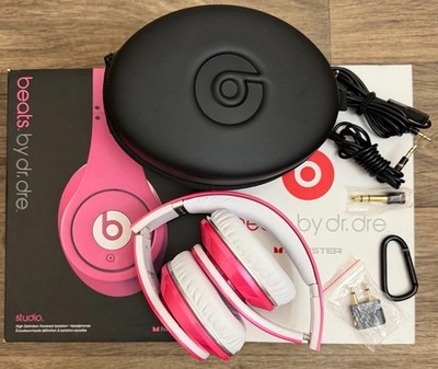 Beats Studio By Dr Dre Monster Pink Headphones Complete Box Case Tested