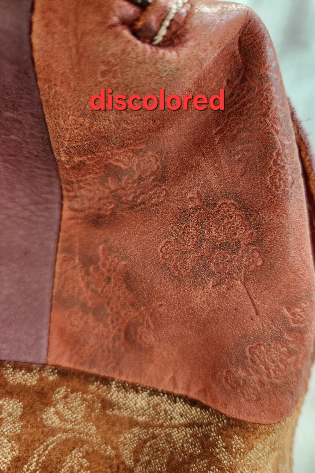 Fossil Leather Color Block Brown Patchwork handba… - image 14