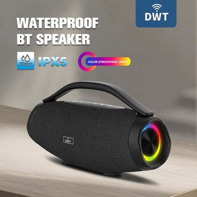 Bass Boost Boom box Bluetooth Speaker RGB Colored Lights Waterproof IPX5