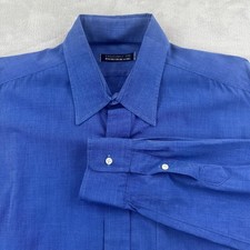 Men's 16 1/2 - 37 T Rochester Big  Tall LS Button Up Dress Shirt Solid Blue