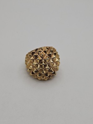 Vintage KJL Kenneth J Lane Gold Tone Prism Texture Chunky Dome Ring Size 7
