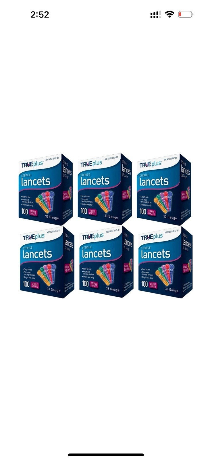 TRUEplus Universal Twist Top 33 Gauge Lancets 6 x 100pack - 600 Exp 2029