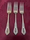 3 Pc Set Wallace Rose Point Sterling Silver Luncheon or Dinner Forks 7"