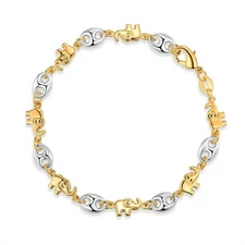 VFK NYC 18K Gold Two-Tone Elephant Women’s Ankle Bracelet